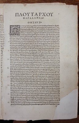 Lot 115 - Piccolomini (Sylvius Aeneas, Pope Pius II). Opera, Basel, 1571, & Plutarch, Parallela, 1533