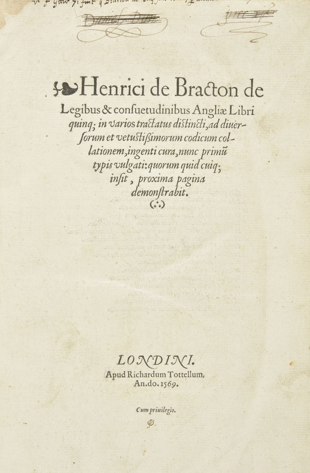 Lot 202 Bracton (Henry de). De legibus Angliae, 1st