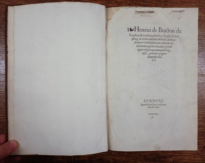 Lot 202 - Bracton (Henry de). De legibus Angliae, 1st edition, 1569, ex libris Daniel Dun