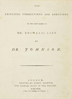 Lot 283 - Boswell (James). The Principal Corrections and Additions to the Life of Johnson, 1st edition, 1793