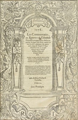 Lot 217 - Plowden (Edmund). 1578. Les Commentaries, 2 parts, 1578-84