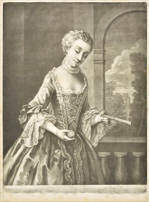 Lot 322 - McArdell (John, 1729-1765). Girl with Watch and Fan, circa 1760