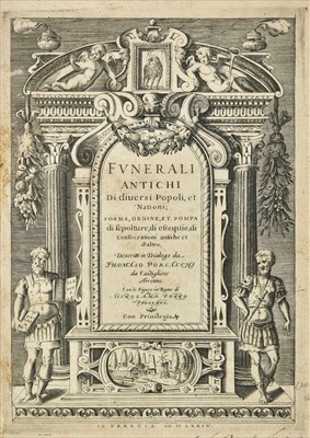 Lot 316 - Porcacchi (Tommaso). Funerali antich, 1st edition, 1574, & Camilli, Imprese illustri, 1586