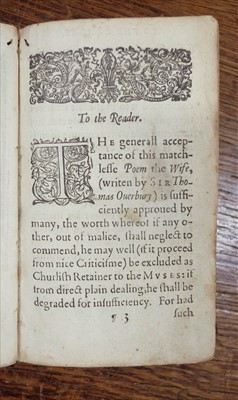 Lot 241 - Overbury (Sir Thomas). His Wife ... The tenth impression augmented, 1618