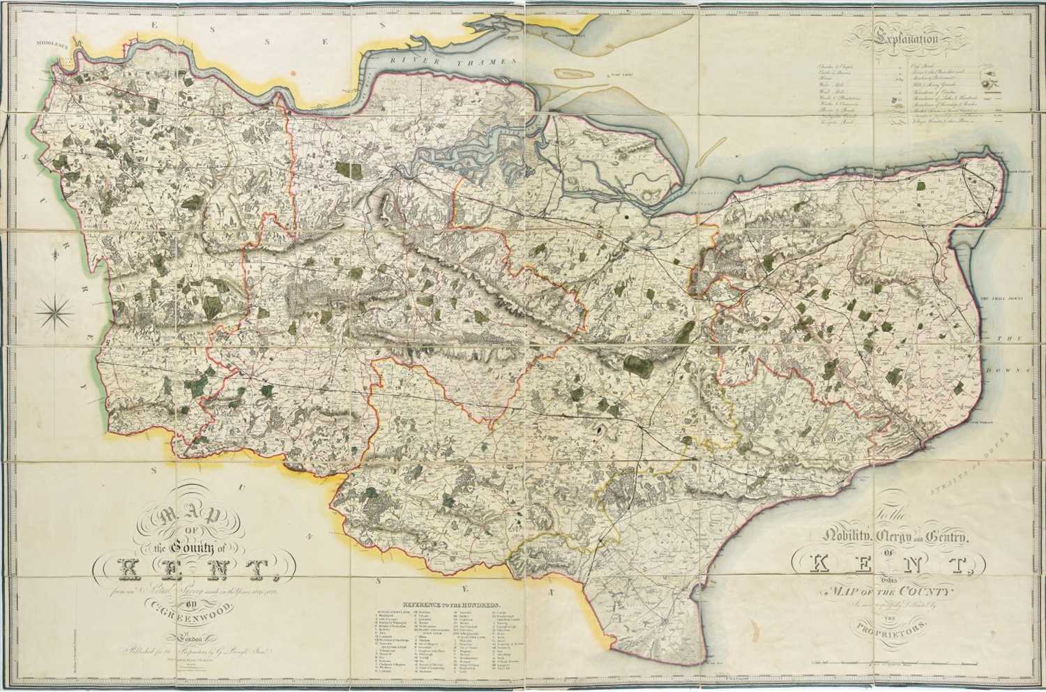 Lot 50 - Kent. Greenwood (C.), Map of the County of Kent, 1821