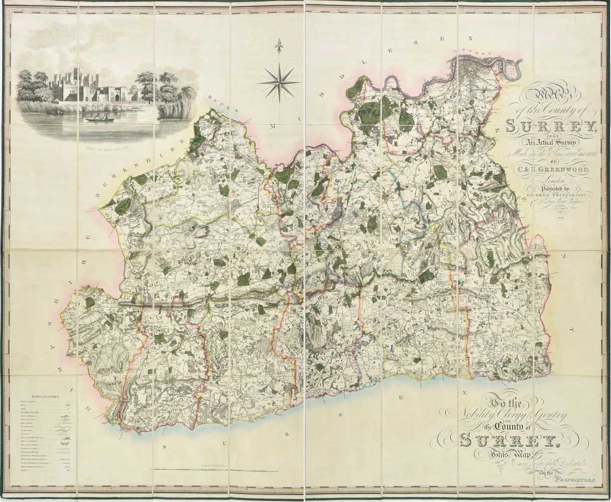 Lot 81 - Surrey. Greenwood (C & J), Map of the County of Surrey, 1823