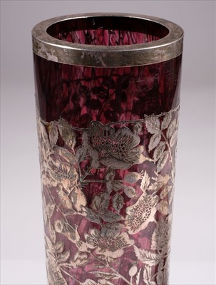 Lot 30 - Vase. A Laugharne silver overlaid glass vase, circa 1990s