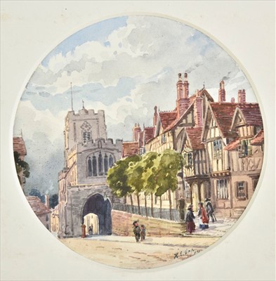 Lot 178 - Warwickshire. Illuminated presentation album, containing watercolours of landmarks & views, 1904