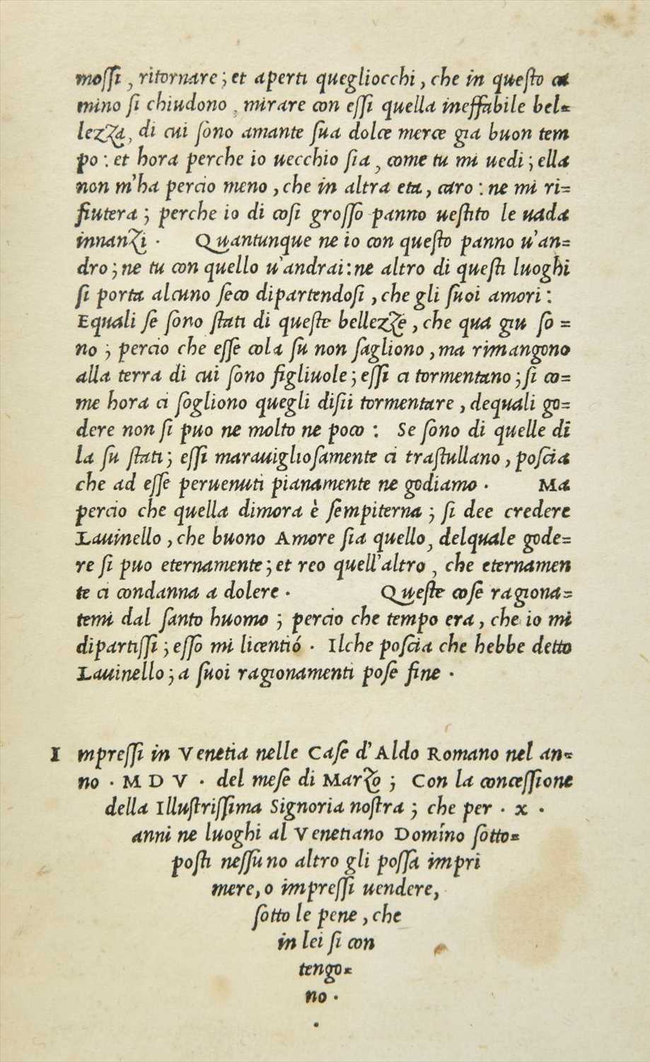 Lot 251 - Bembo (Pietro). Gli Asolani, 1st edition, 1st issue, Venice: nelle Case d'Aldo Romano, 1505