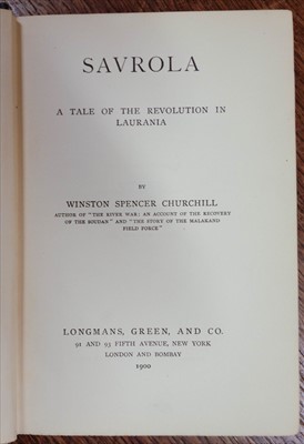 Lot 150 - Churchill (Winston Spencer). Savrola. A Tale of the Revolution in Laurania, 1900
