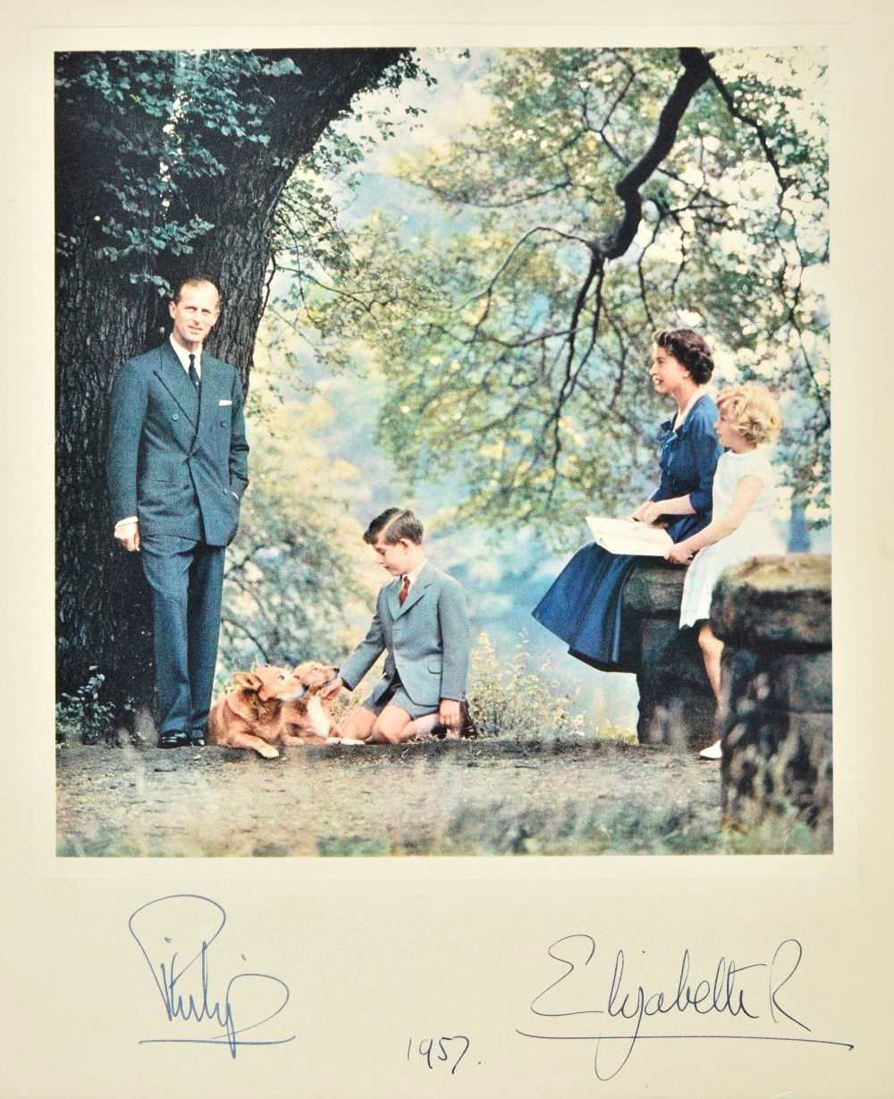 Lot 372 - Elizabeth II (Queen of Great Britain & Philip, Duke of Edinburgh). Signed Christmas card for 1957