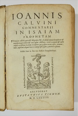 Lot 287 - Calvin (John). Commentarii in Isaiam Prophetam, [Geneva], 1583