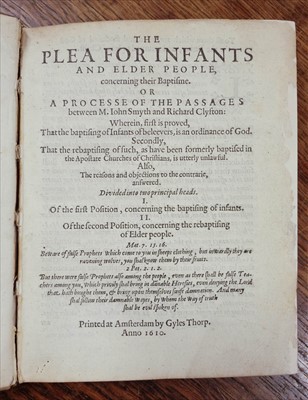Lot 292 - Clifton (Richard). The Plea for Infants and Elder People, 1610