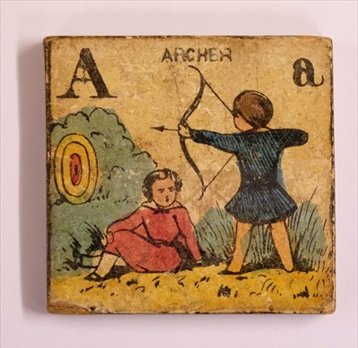 Lot 536 - Alphabet. A set of pictorial alphabet tiles, c. 1830s