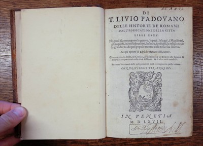 Lot 261 - Livius (Titus). Delle historie de Romani, 1567, ex libris Thomas Howard, 14th earl of Arundel