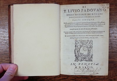 Lot 261 - Livius (Titus). Delle historie de Romani, 1567, ex libris Thomas Howard, 14th earl of Arundel