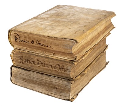 Lot 267 - Patrizi (Francesco). Della poetica, 1st edition, Ferrara, 1586, & 2 others