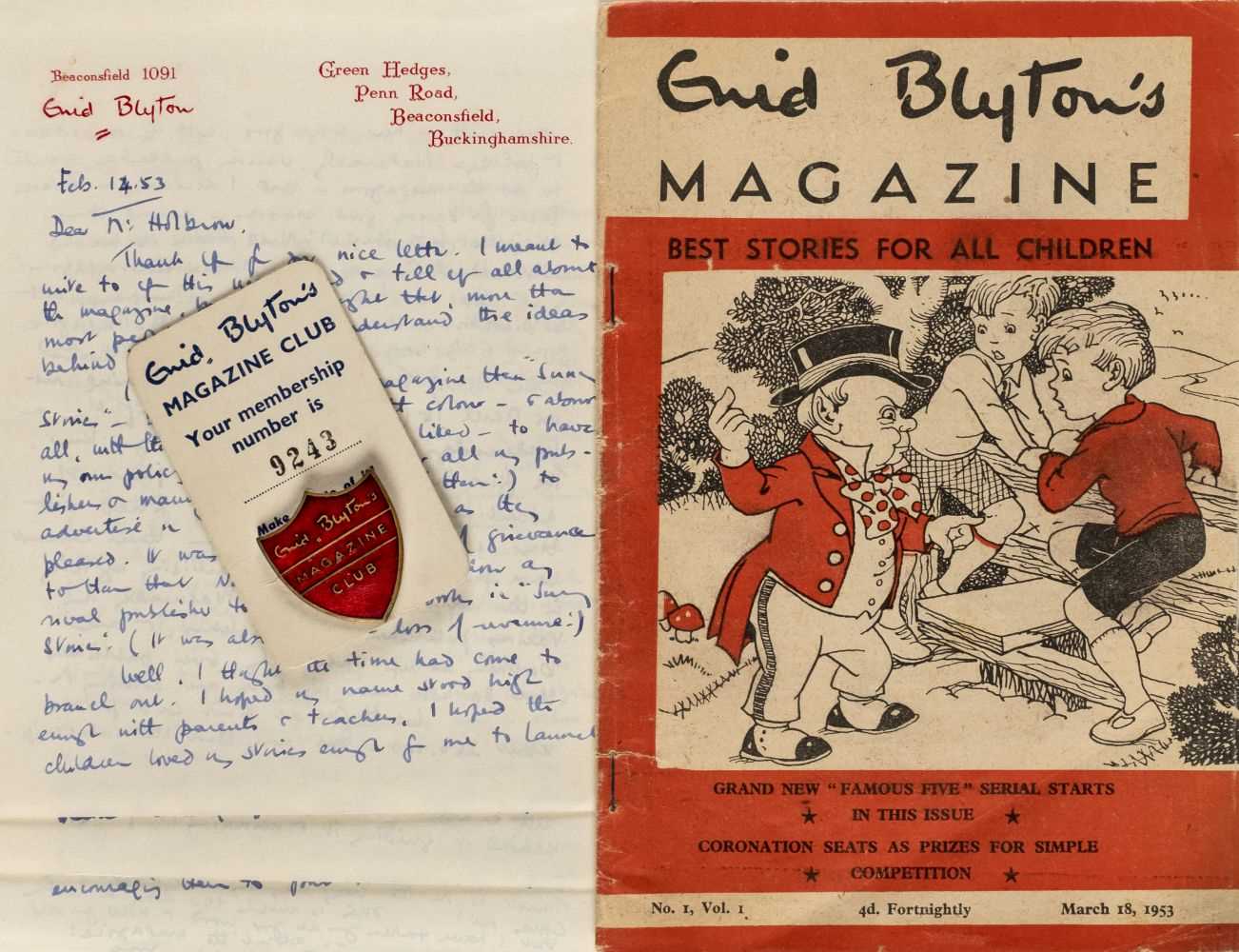 Lot 586 - Blyton (Enid, 1897-1968). Autograph letter signed, 14 February 1953