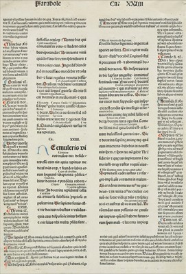Lot 546 - Printed leaf. [Biblia latina cum glossa ordinaria, Strassburg: Anton Koberger, not after 1480]