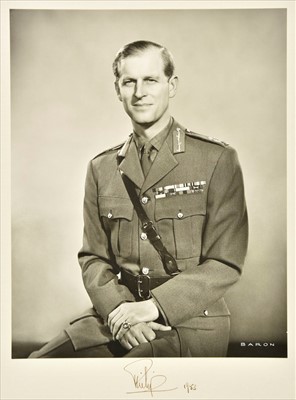 Lot 375 - Philip (Duke of Edinburgh, born 1921). Fine three-quarter length portrait by Baron
