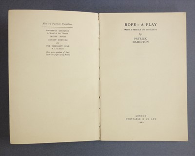 Lot 820 - Hamilton (Patrick). Rope: A Play, 1st edition, 1929