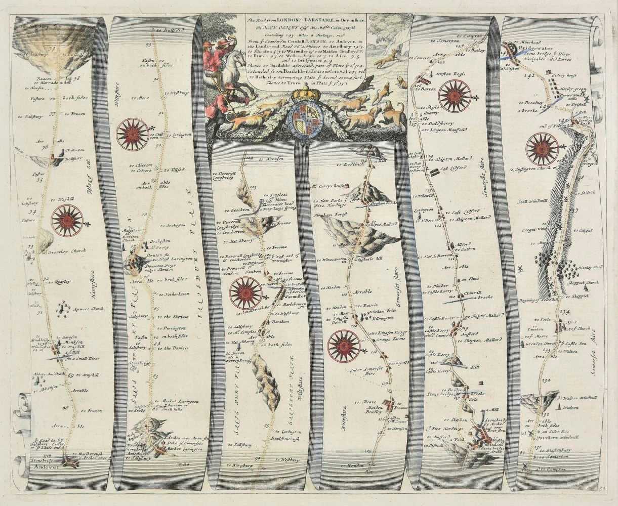 Lot 60 - Ogilby (John). The road from London to Barstable in Devonshire..., 1676 or later