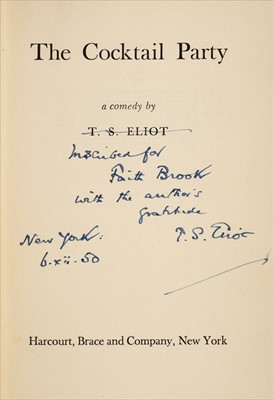 Lot 804 - Eliot (T.S.). The Cocktail Party, 1st US edition, 1950