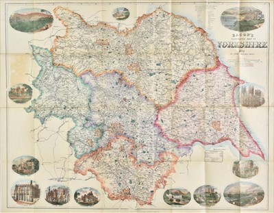 Lot 90 - Yorkshire. Weller (Edward), Bacon's Illustrated Map of Yorkshire, 1875
