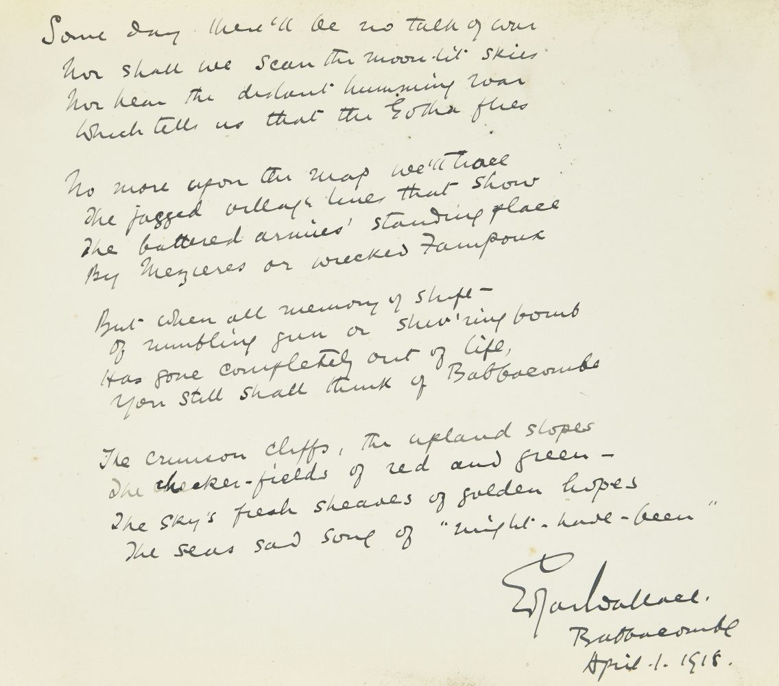 Lot 878 - Wallace (Edgar, 1875-1932). Autograph poem