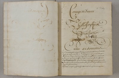 Lot 405 - Philosophy Manuscript. Compendium Philosophiae, unpublished manuscript by Velly, c. early 18th c.