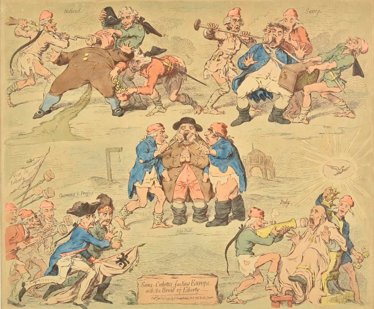 Lot 107 - Gillray (James). Sans-Culottes Feeding Europe with the Bread of Liberty, 1793