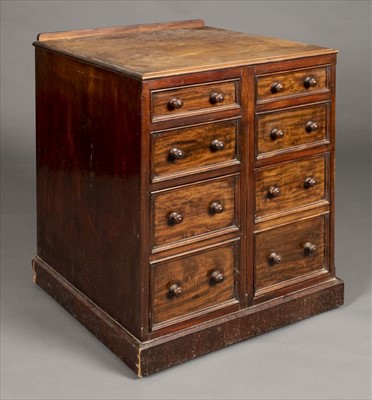 Lot 128 - Victorian mahogany bank of drawers, 81 x 62 x 62 cm