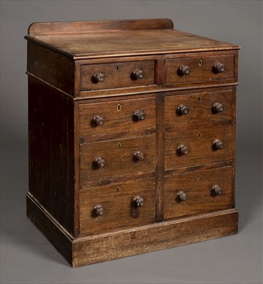 Lot 129 - Drawers. Victorian mahogany bank of eight drawers