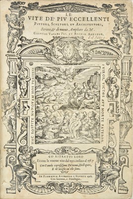 Lot 352 - Vasari (Giorgio). Le Vite de'piu eccellenti Pittori, Scultori, e Architettori, scritte..., 1568