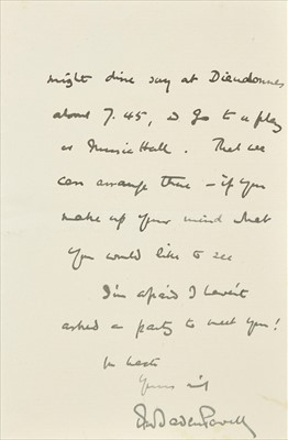 Lot 358 - Baden-Powell (Robert, 1857-1941). Autograph letter signed, 'R.S.S. Baden-Powell'