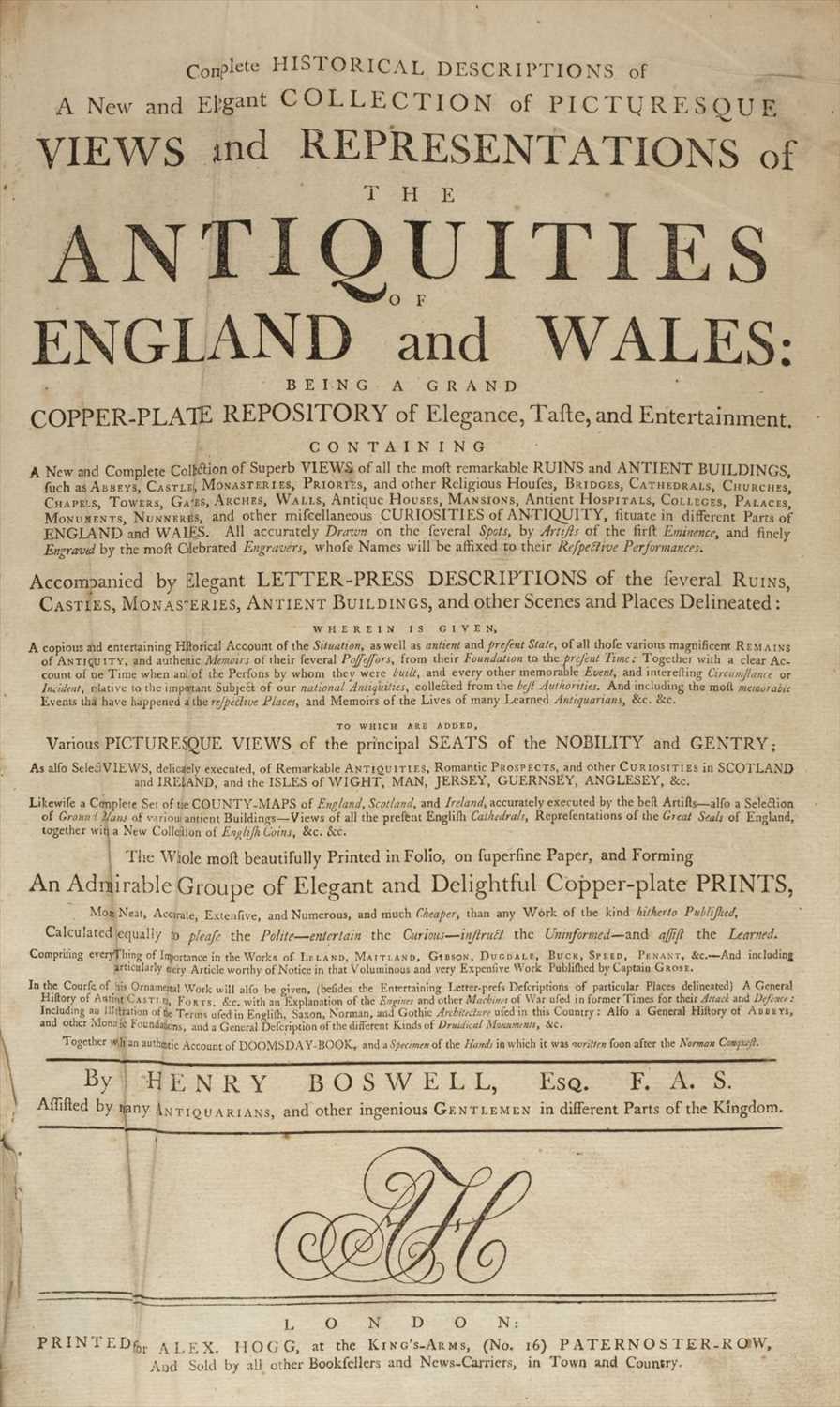 Lot 159 - Boswell (Henry). Complete Historical Descriptions..., Antiquities of England and Wales, circa 1790