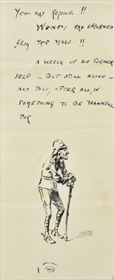 Lot 356 - Baden-Powell (Robert, 1857-1941). Pen and ink self portrait, circa 1900