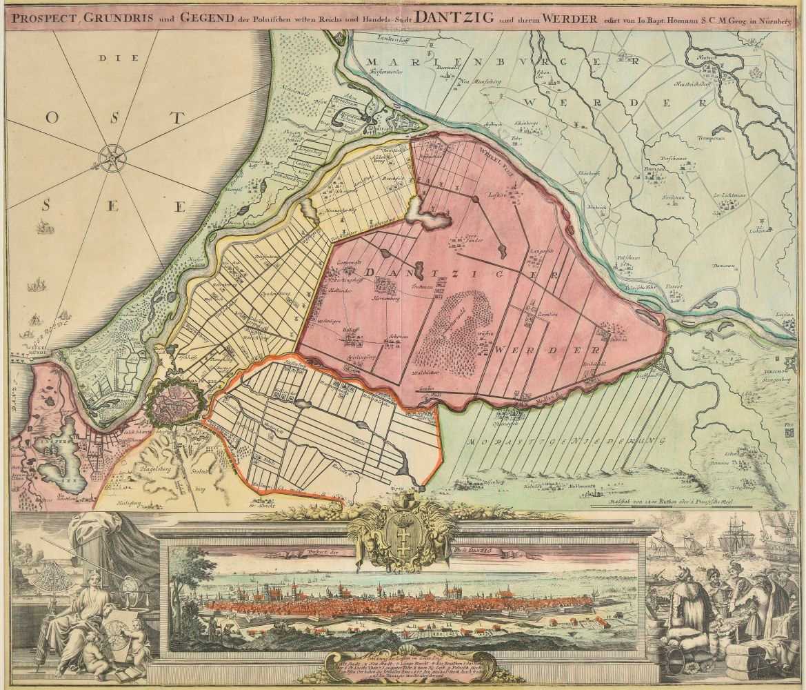 Lot 68 - Poland. Homann (Johann Baptist), Plan of Danzig, circa 1730
