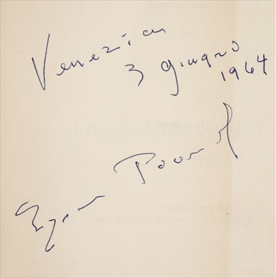 Lot 856 - Pound (Ezra, 1885-1972). I Cantos, volume primo: I primi trenta Cantos nella traduzione..., 1963