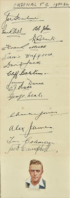 Lot 377 - Football & Tennis autographs including Arsenal players from 1933-34