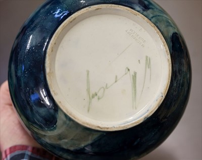 Lot 10 - Moorcroft. A Moorcroft pottery 'Moonlit Trees' pattern teapot and sugar bowl