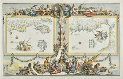 Lot 145 - Pine (John), Two charts showing the progress of the Spanish Armada, 1739