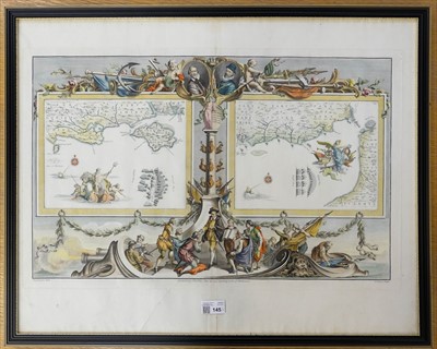 Lot 145 - Pine (John), Two charts showing the progress of the Spanish Armada, 1739