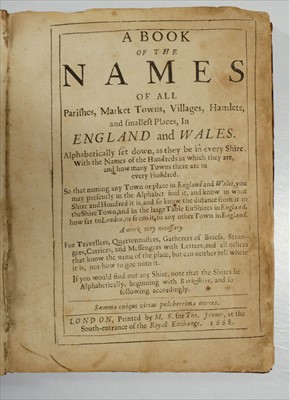 Lot 65 - Jenner (Thomas). A Book of the Names of all the Parishes, 1668