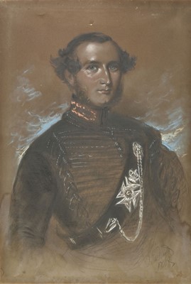 Lot 430 - MacDonald (Daniel, 1821-1853). Officer of the Kings Royal Rifle Corps, 1848, charcoal and chalks