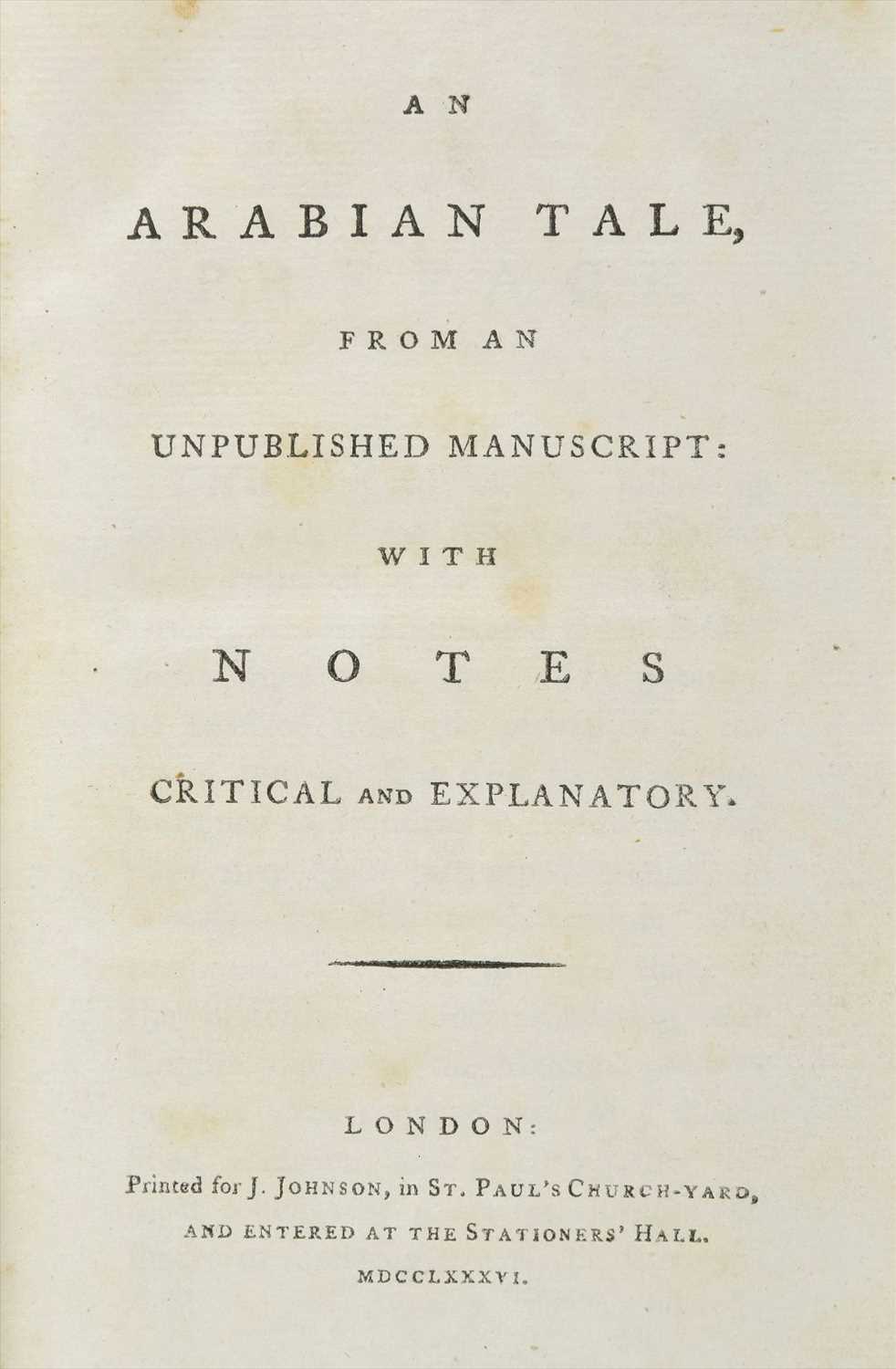 Lot 249 - Beckford (William Thomas). Vathek. An Arabian Tale, 1st edition, 1786