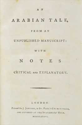 Lot 249 - Beckford (William Thomas). Vathek. An Arabian Tale, 1st edition, 1786