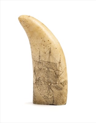 Lot 80 - Scrimshaw. A 19th century scrimshaw whale's tooth