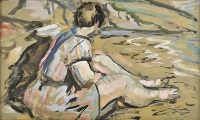 Lot 489 - Lambourg (A., 20th century). Girl on a beach