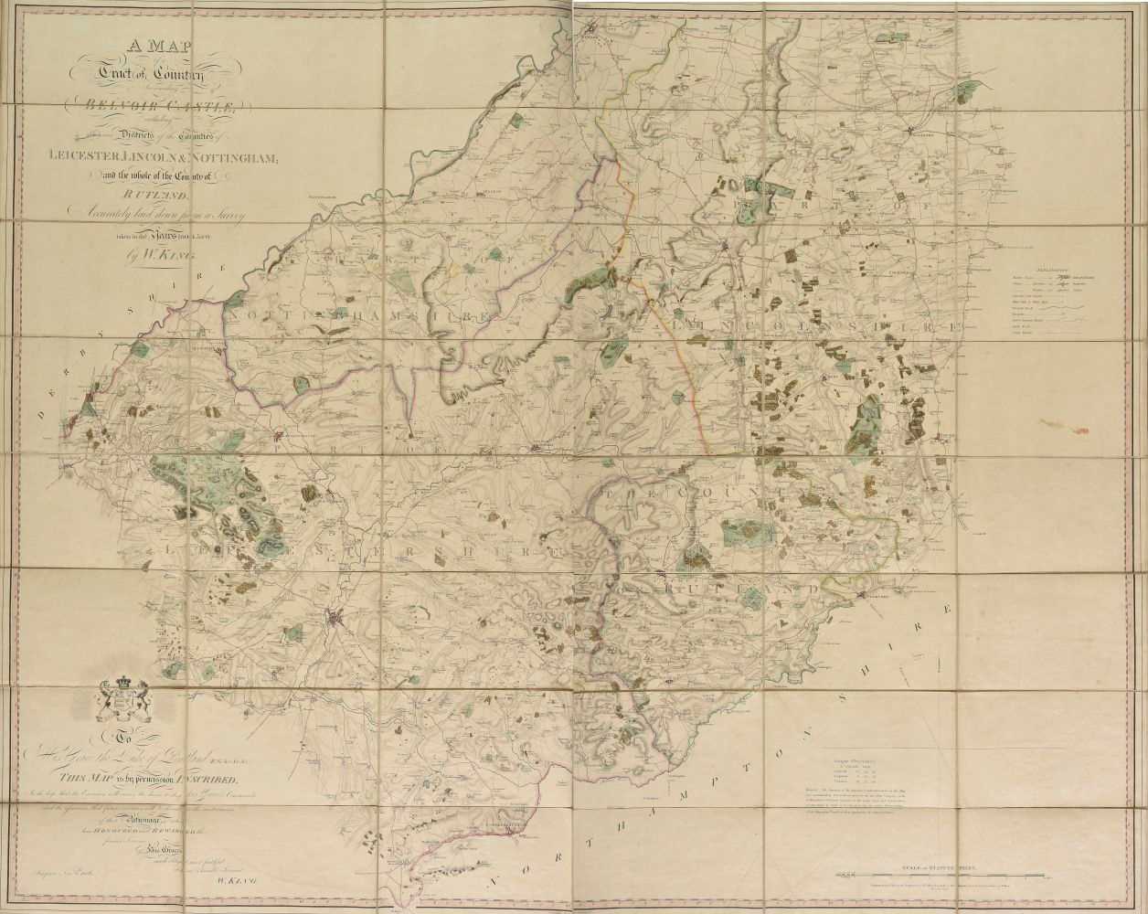 Lot 126 - King (William). A Map of a Tract of Country Surrounding Belvoir Castle..., 1806